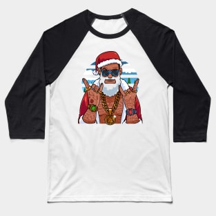 Black Santa Claus Gangster Hip Hop Christmas Baseball T-Shirt